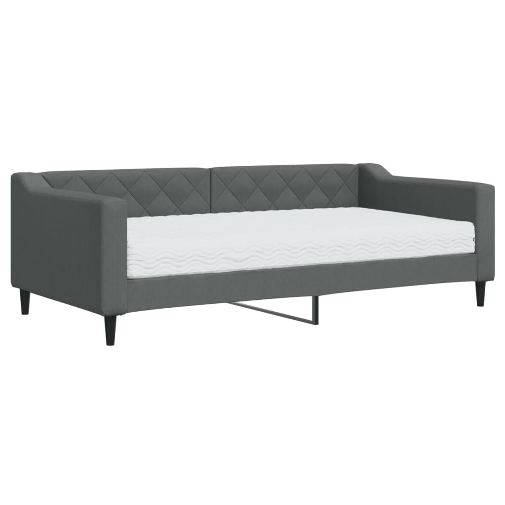 Divano Letto con Materasso Grigio Scuro 90x190 cm in Tessuto