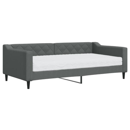 Divano Letto con Materasso Grigio Scuro 90x190 cm in Tessuto