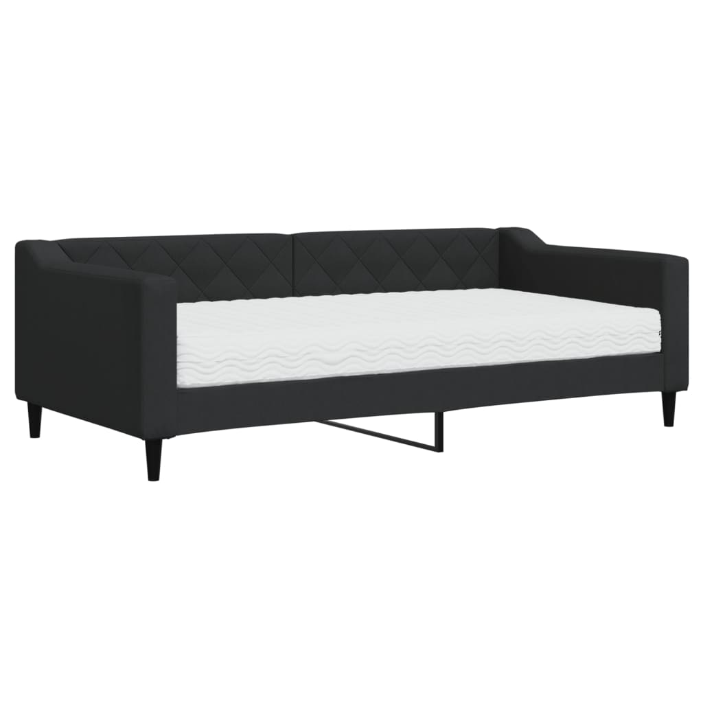 Divano Letto con Materasso Nero 90x190 cm in Tessuto
