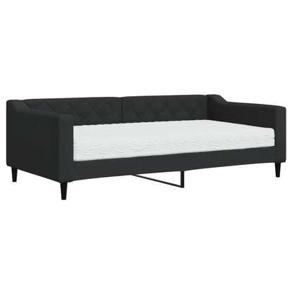 Divano Letto con Materasso Nero 90x190 cm in Tessuto