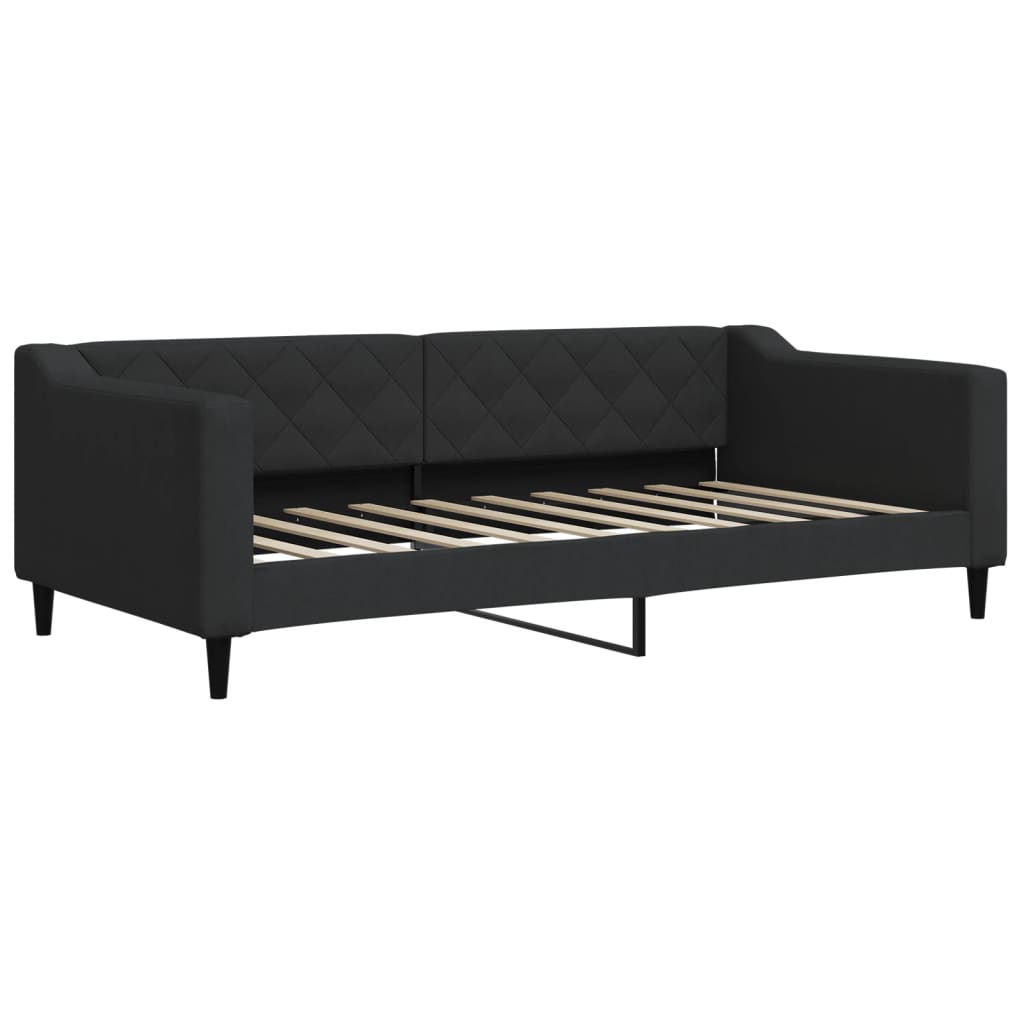 Divano Letto con Materasso Nero 90x190 cm in Tessuto