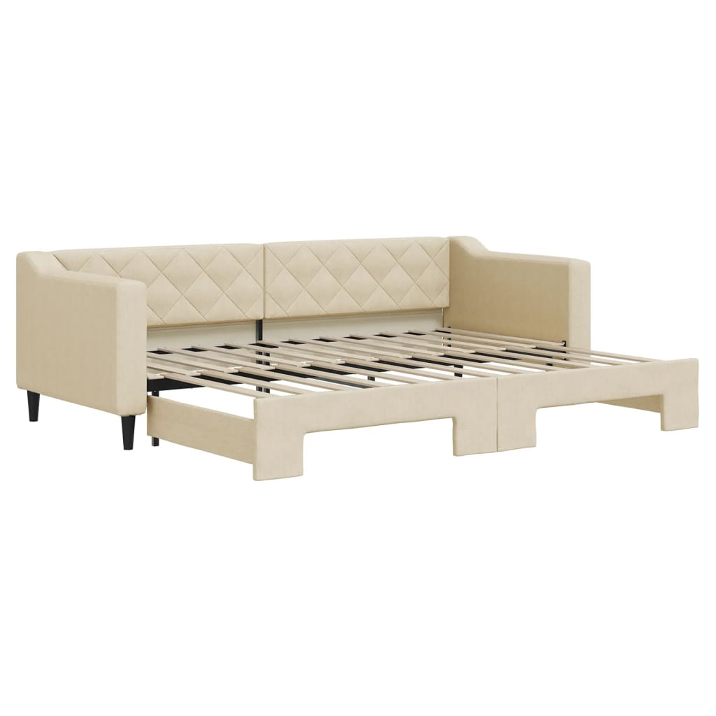 Divano Letto con Letto Estraibile Crema 80x200 cm Tessuto
