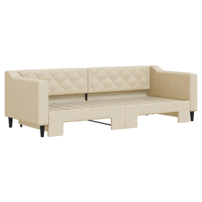 Divano Letto con Letto Estraibile Crema 80x200 cm Tessuto