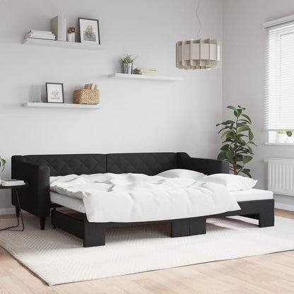 Divano Letto con Letto Estraibile Nero 90x200 cm in Tessuto