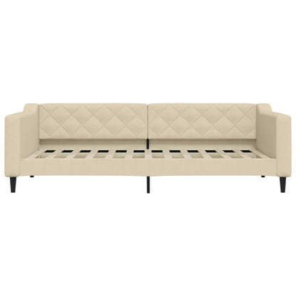 Divano Letto con Letto Estraibile Crema 90x200 cm in Tessuto