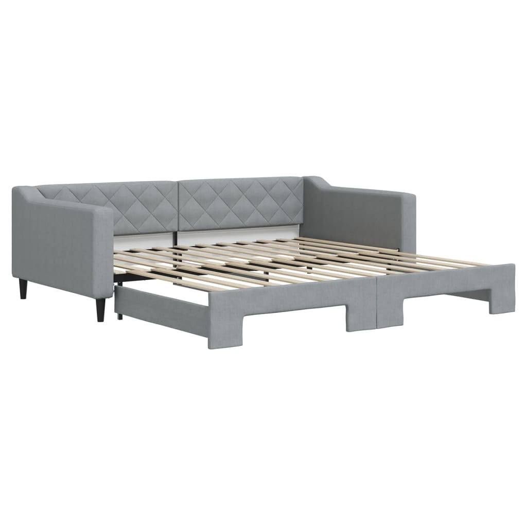 Divano Letto con Letto Estraibile Grigio Chiaro 100x200 Tessuto