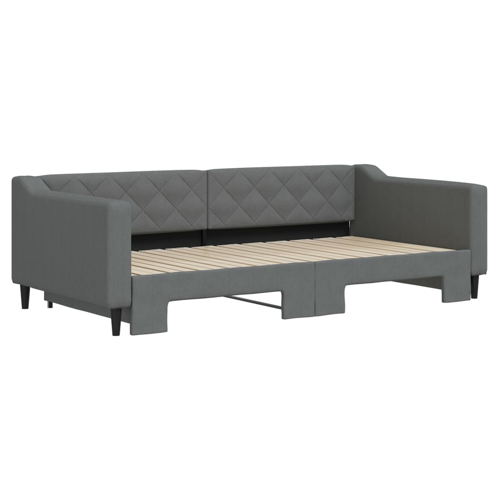 Divano Letto con Letto Estraibile Grigio Scuro 100x200 Tessuto