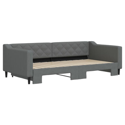 Divano Letto con Letto Estraibile Grigio Scuro 100x200 Tessuto