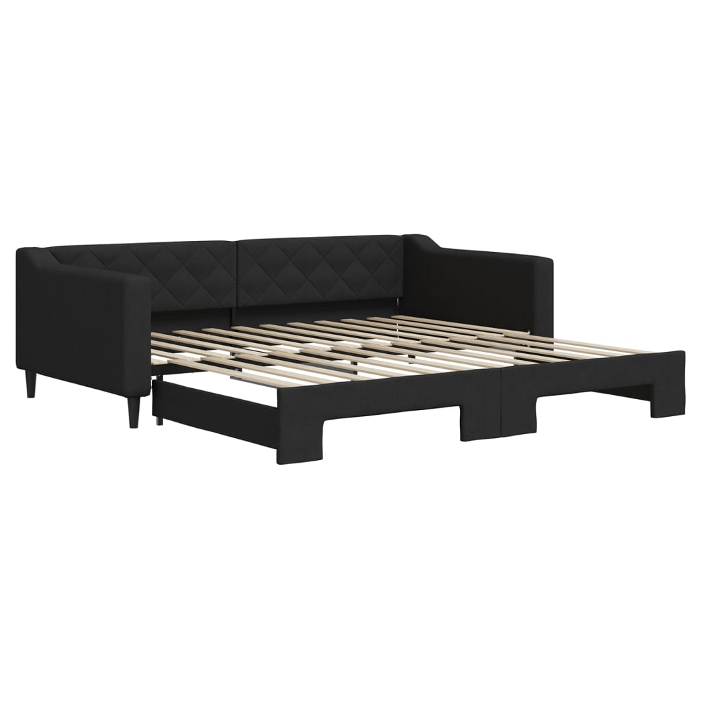 Divano Letto con Letto Estraibile Nero 100x200 cm in Tessuto