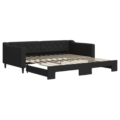 Divano Letto con Letto Estraibile Nero 100x200 cm in Tessuto