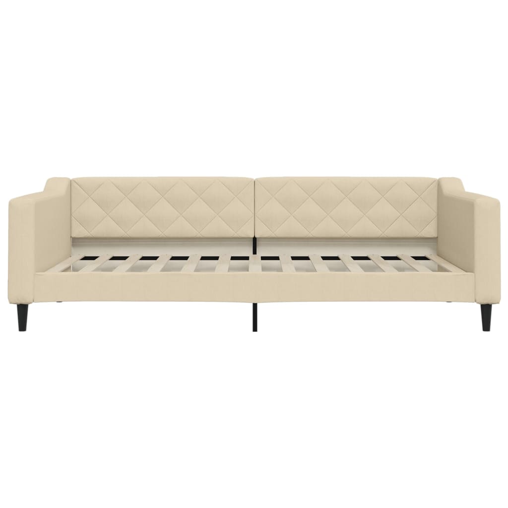 Divano Letto con Letto Estraibile Crema 100x200 cm in Tessuto