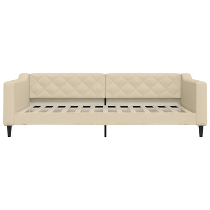 Divano Letto con Letto Estraibile Crema 100x200 cm in Tessuto