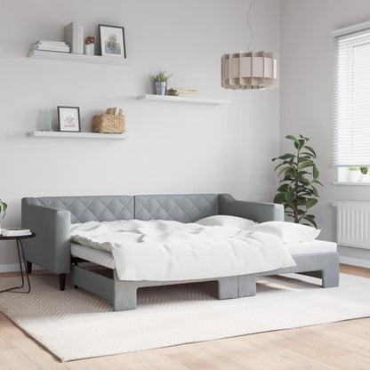 Divano Letto con Letto Estraibile Grigio Chiaro 90x190 Tessuto
