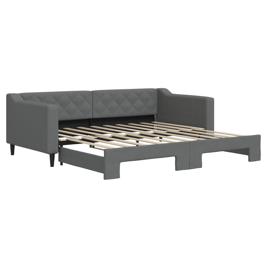 Divano Letto con Letto Estraibile Grigio Scuro 90x190cm Tessuto