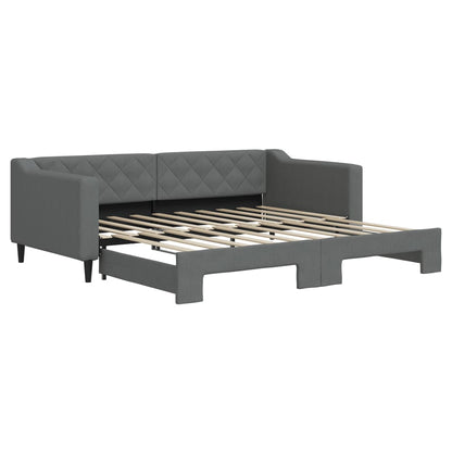 Divano Letto con Letto Estraibile Grigio Scuro 90x190cm Tessuto