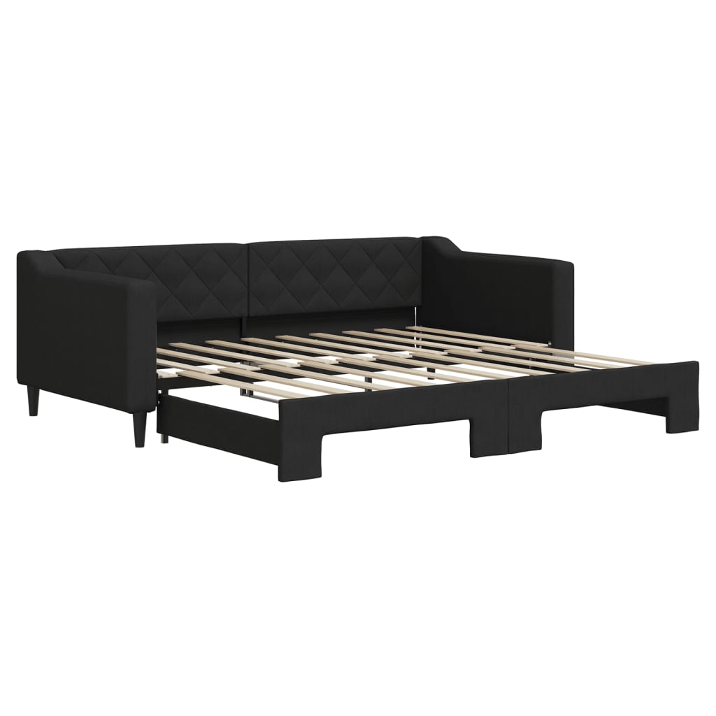 Divano Letto con Letto Estraibile Nero 90x190 cm in Tessuto