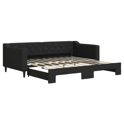 Divano Letto con Letto Estraibile Nero 90x190 cm in Tessuto