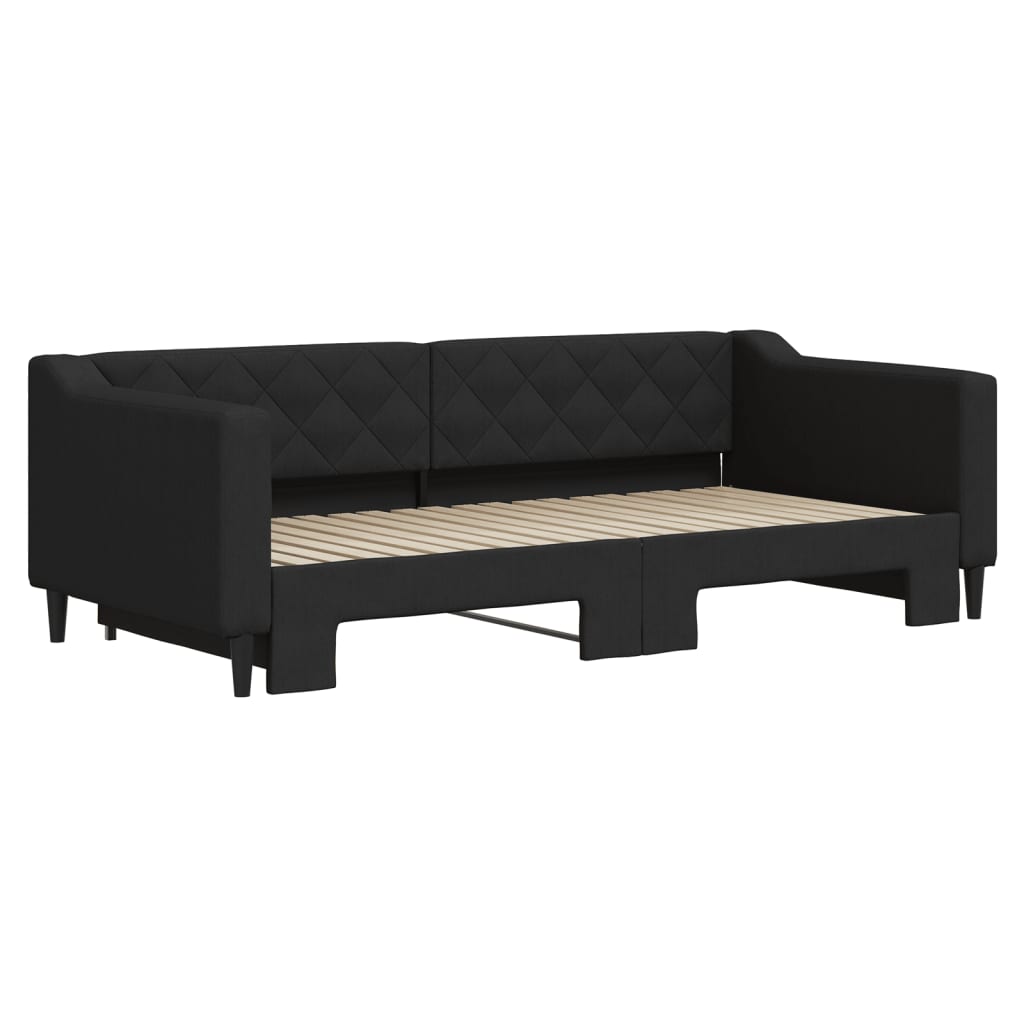 Divano Letto con Letto Estraibile Nero 90x190 cm in Tessuto