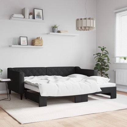Divano Letto con Letto Estraibile Nero 90x190 cm in Tessuto