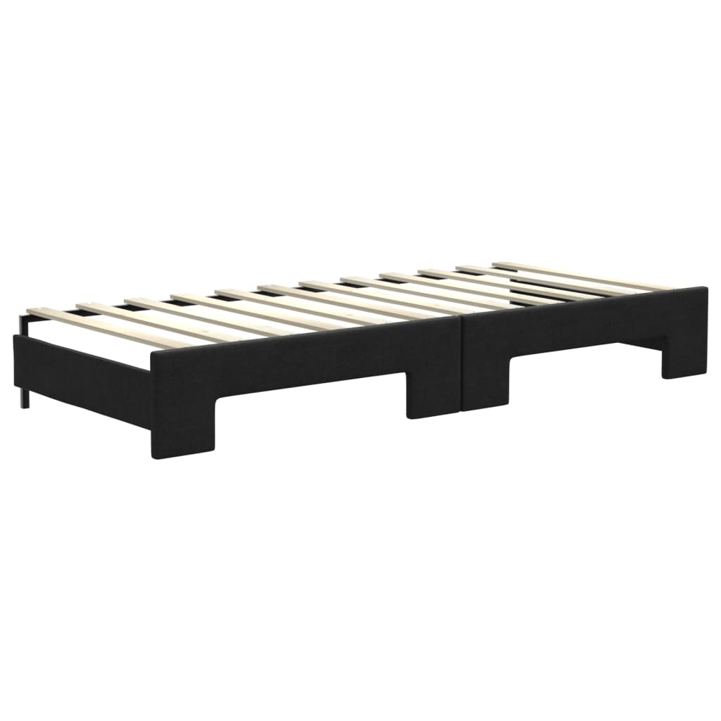 Divano Letto Estraibile con Materassi Nero 80x200 cm Tessuto