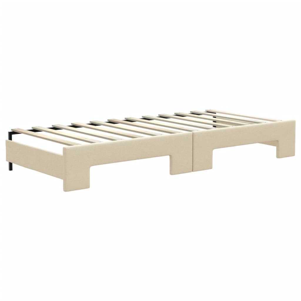 Divano Letto Estraibile con Materassi Crema 80x200 cm Tessuto