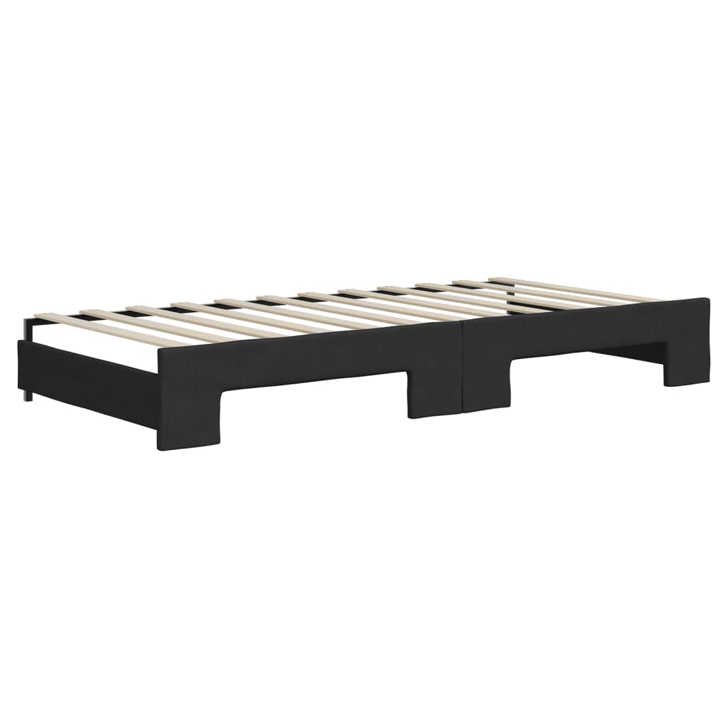 Divano Letto Estraibile con Materassi Nero 90x200 cm in Tessuto