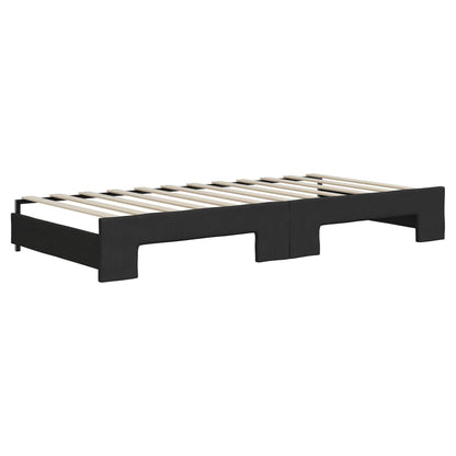 Divano Letto Estraibile con Materassi Nero 90x200 cm in Tessuto