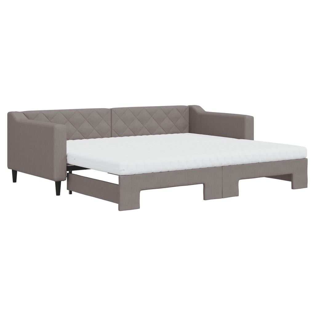 Divano Letto Estraibile con Materassi Tortora 90x200 cm Tessuto