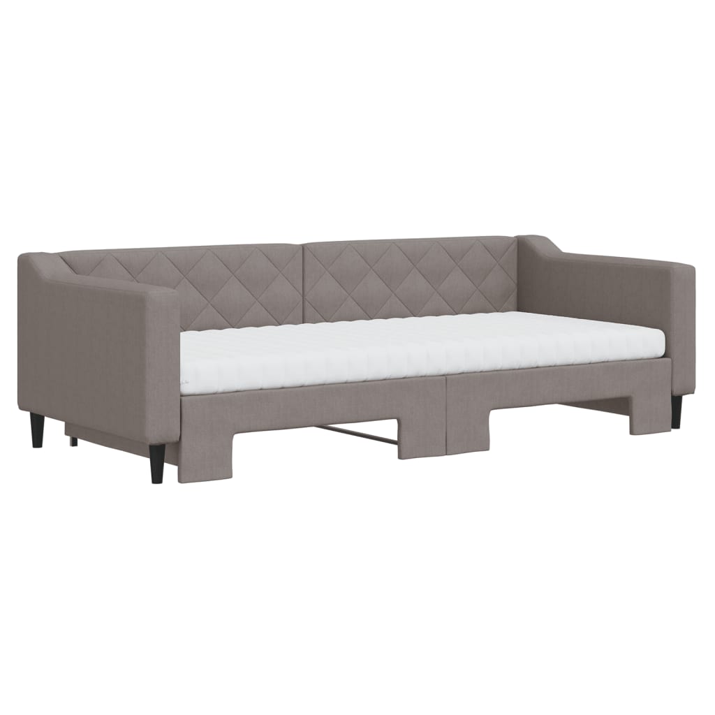 Divano Letto Estraibile con Materassi Tortora 90x200 cm Tessuto