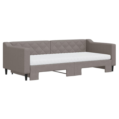 Divano Letto Estraibile con Materassi Tortora 90x200 cm Tessuto