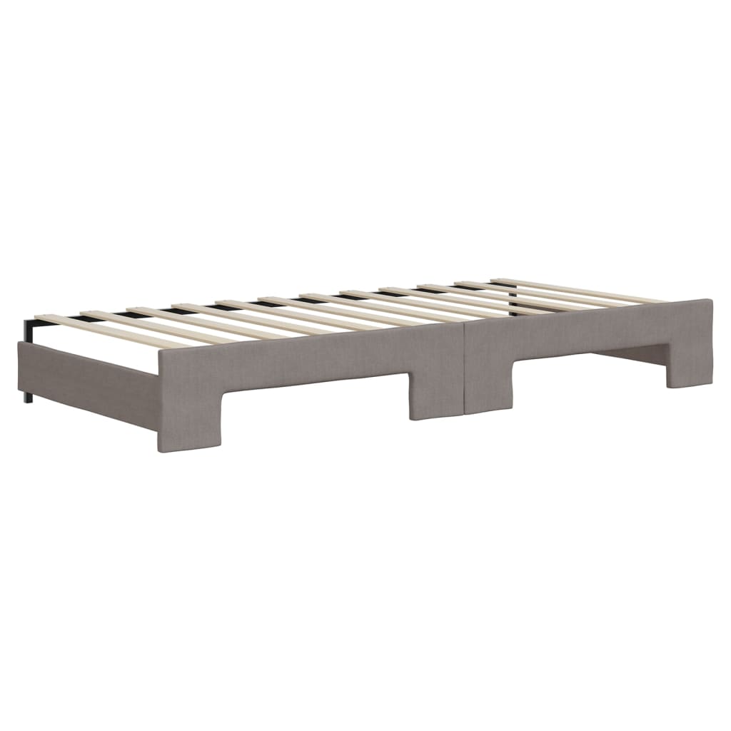Divano Letto Estraibile con Materassi Tortora 90x200 cm Tessuto