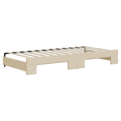 Divano Letto Estraibile con Materassi Crema 90x200 cm Tessuto
