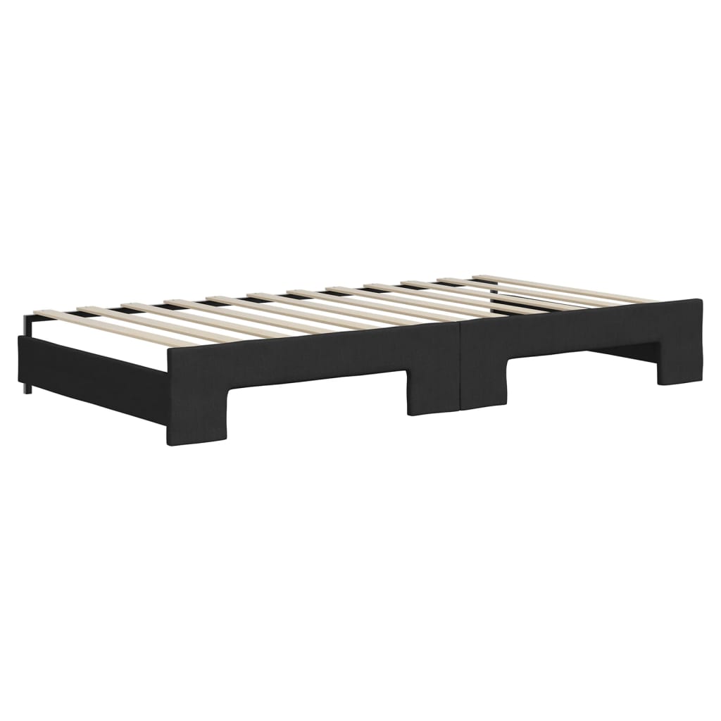 Divano Letto Estraibile con Materassi Nero 100x200 cm Tessuto