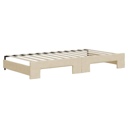 Divano Letto Estraibile con Materassi Crema 100x200 cm Tessuto