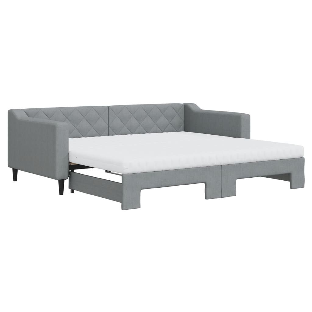 Divano Letto Estraibile Materassi Grigio Chiaro 90x190 Tessuto