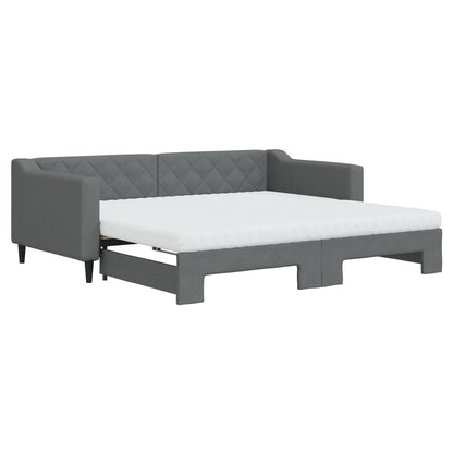 Divano Letto Estraibile Materassi Grigio Scuro 90x190cm Tessuto