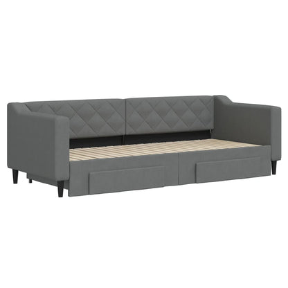 Divano Letto Estraibile Cassetti Grigio Scuro 80x200cm Tessuto