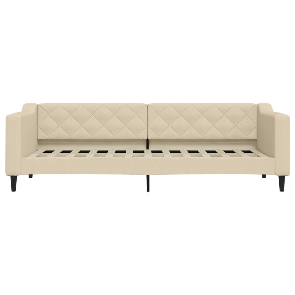 Divano Letto Estraibile con Cassetti Crema 80x200 cm in Tessuto
