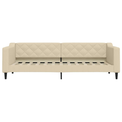 Divano Letto Estraibile con Cassetti Crema 80x200 cm in Tessuto
