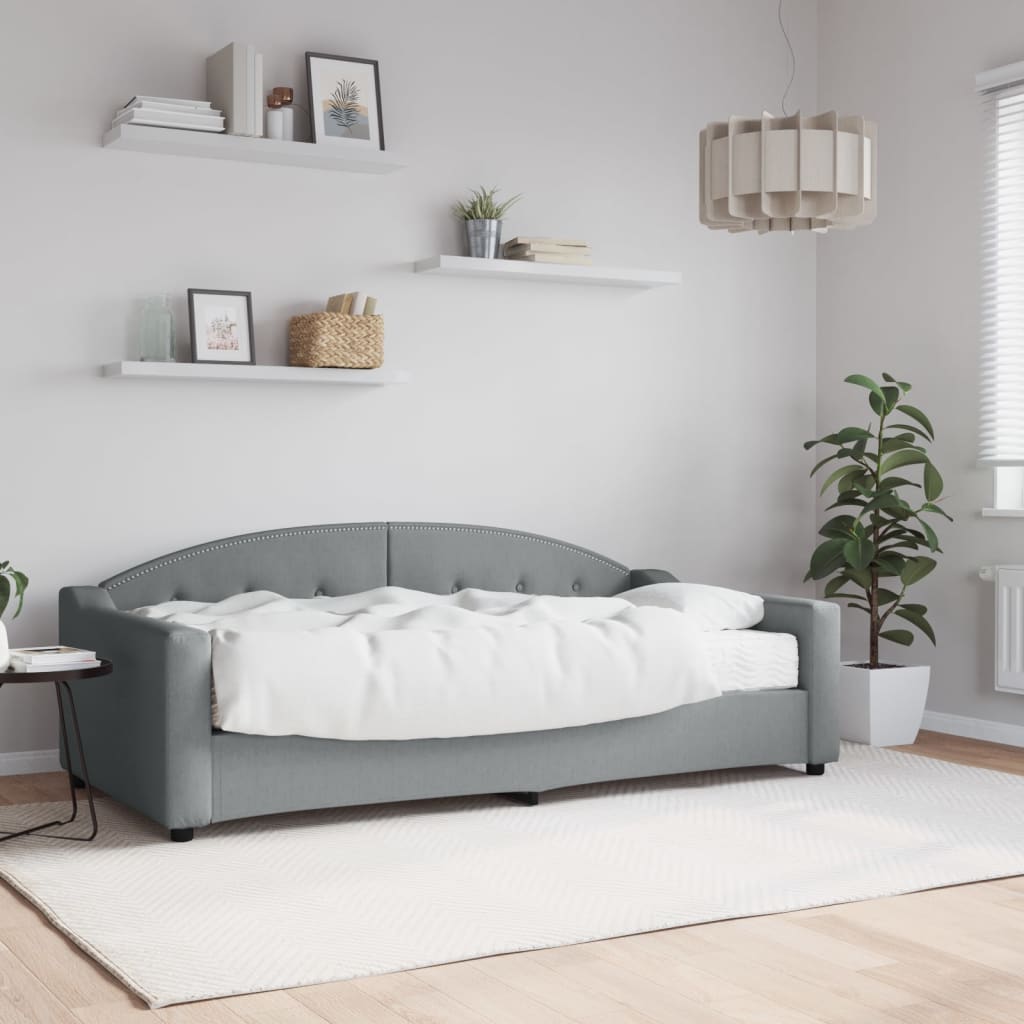 Divano Letto con Materasso Grigio Chiaro 90x190 cm in Tessuto