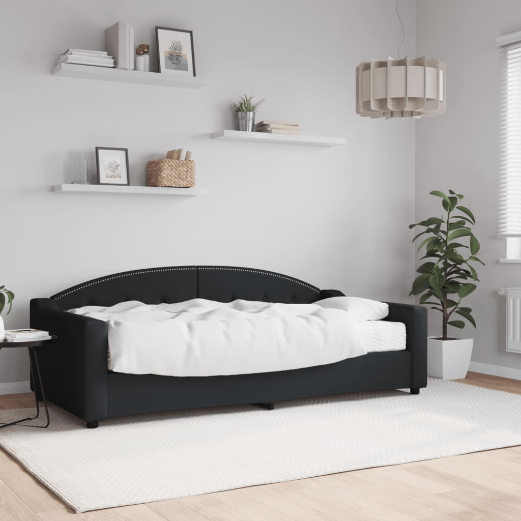 Divano Letto con Materasso Nero 90x190 cm in Tessuto