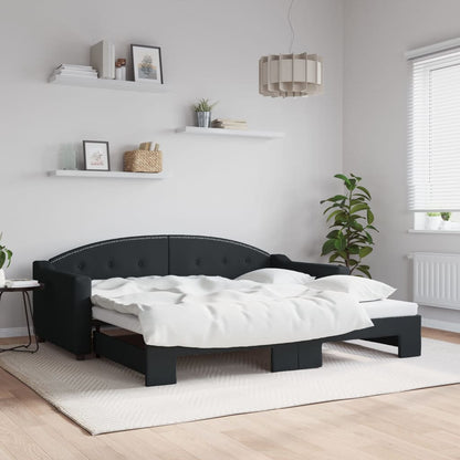 Divano Letto con Letto Estraibile Nero 90x190 cm in Tessuto