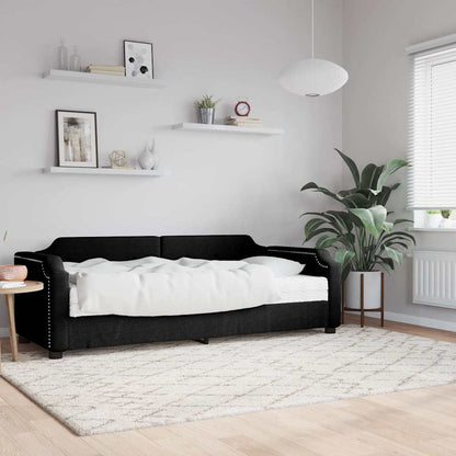 Divano Letto con Materasso Nero 80x200 cm in Tessuto