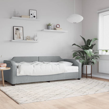Divano Letto con Materasso Grigio Chiaro 100x200 cm in Tessuto