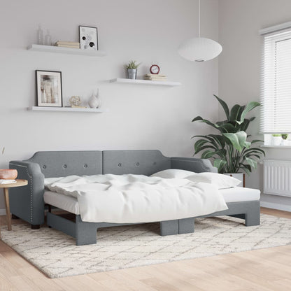 Divano Letto con Letto Estraibile Grigio Chiaro 100x200 Tessuto