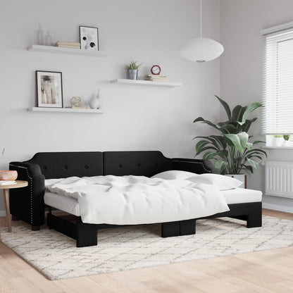 Divano Letto con Letto Estraibile Nero 100x200 cm in Tessuto