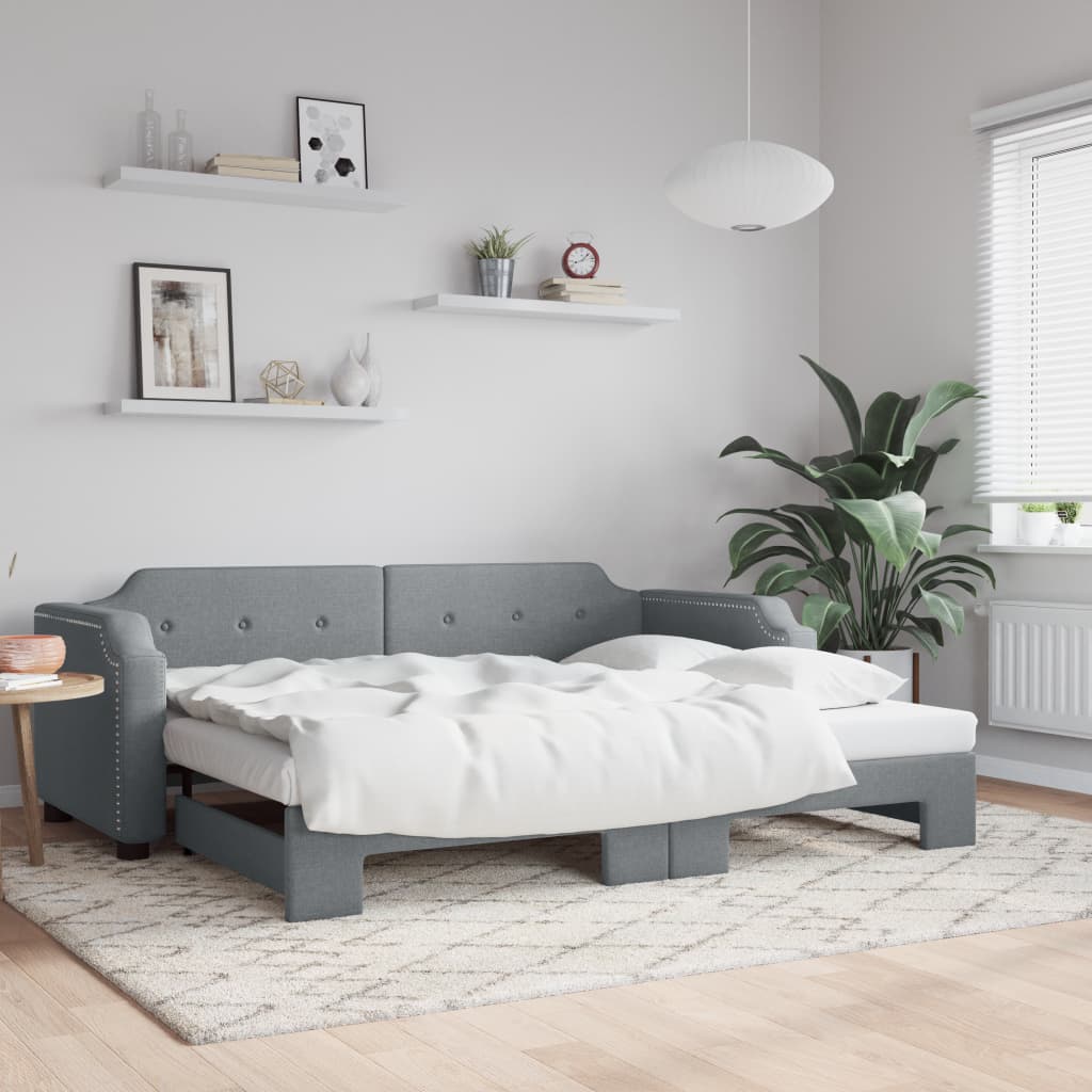 Divano Letto con Letto Estraibile Grigio Chiaro 90x190 Tessuto