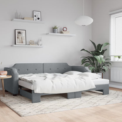 Divano Letto con Letto Estraibile Grigio Chiaro 90x190 Tessuto