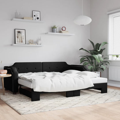 Divano Letto con Letto Estraibile Nero 90x190 cm in Tessuto