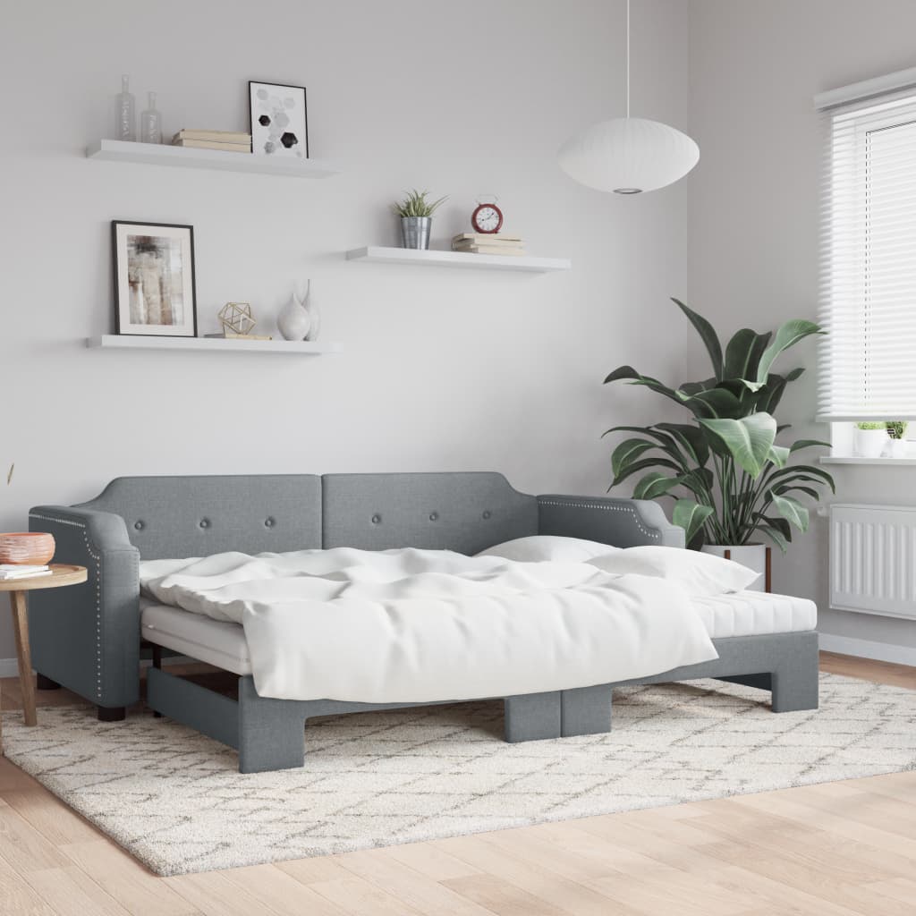 Divano Letto Estraibile Materassi Grigio Chiaro 80x200 Tessuto